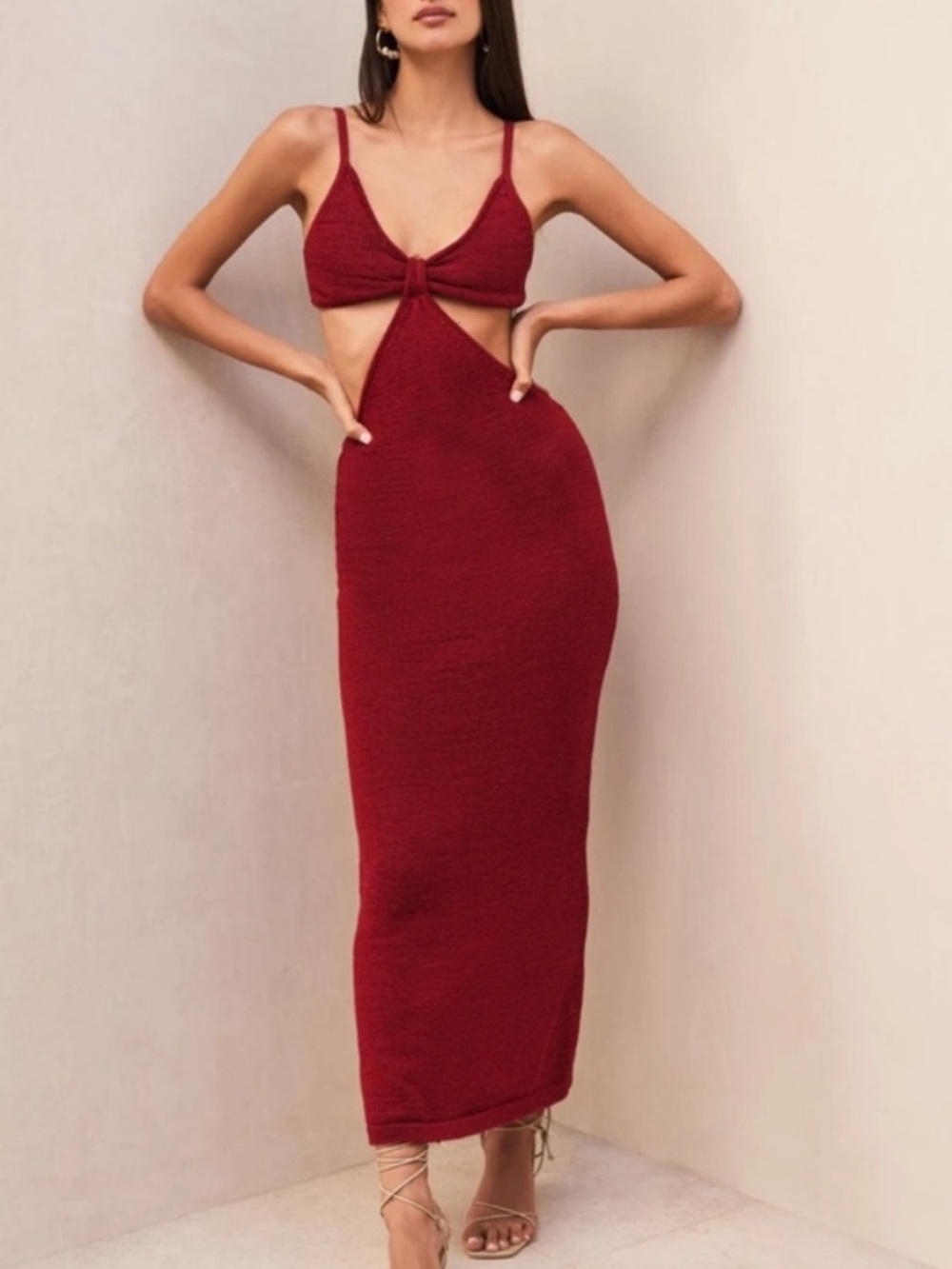 cult gaia burgundy cutout midi dress